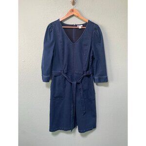 Liz Claiborne Women's Dark Wash Denim Long‎ Sleeve Dress with Tie Size 10